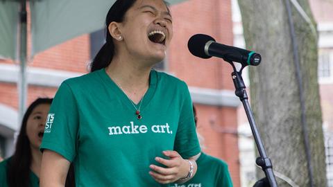 Harvard student singing