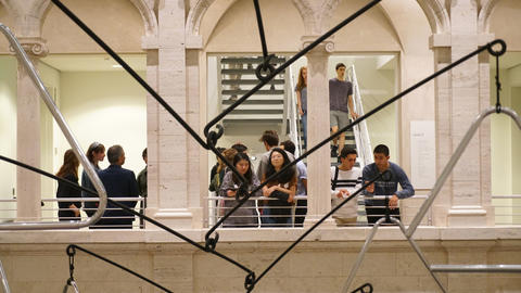 a crowd at the Harvard Arts Museums