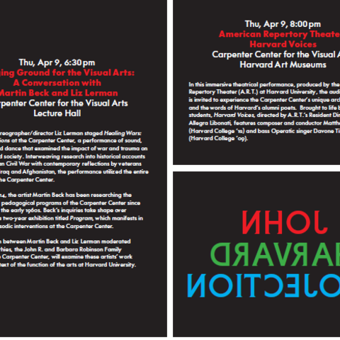 Screen grab of John Harvard Projection Poster with 2015 event details