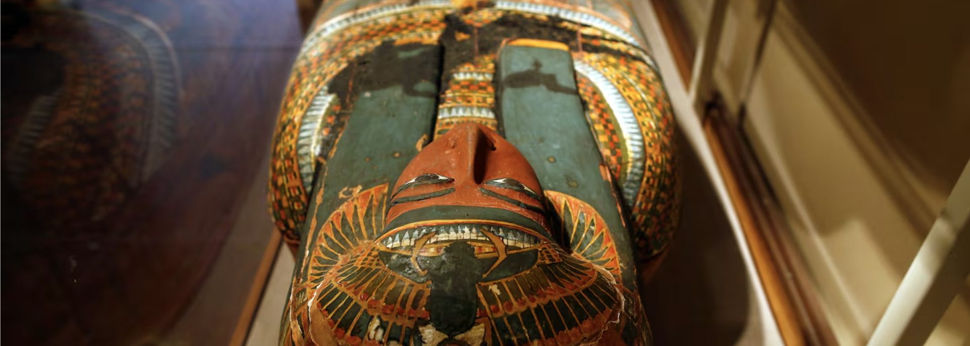 An ancient Egyptian mummy sarcophagus